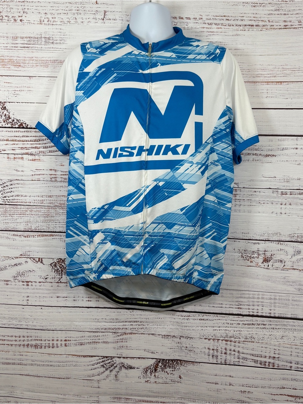Nishiki Blue Full Zip Short Sleeve Cycling Jersey